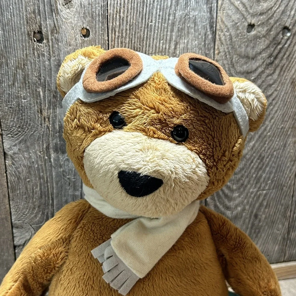 Manhattan Toy Aviator Teddy Bear Brown Plush Pilot with Goggles and Scarf 12